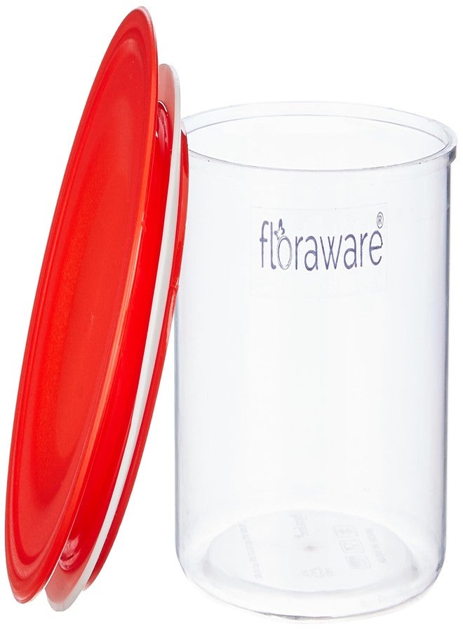 Floraware Plastic Air Tight BPA Free Round Push Multipurpose Matte Lid Containers Set for Kitchen Storage Organizer for Grains, Spices, Snacks Storage 500ml Pack of 4 (Red) - Image 4